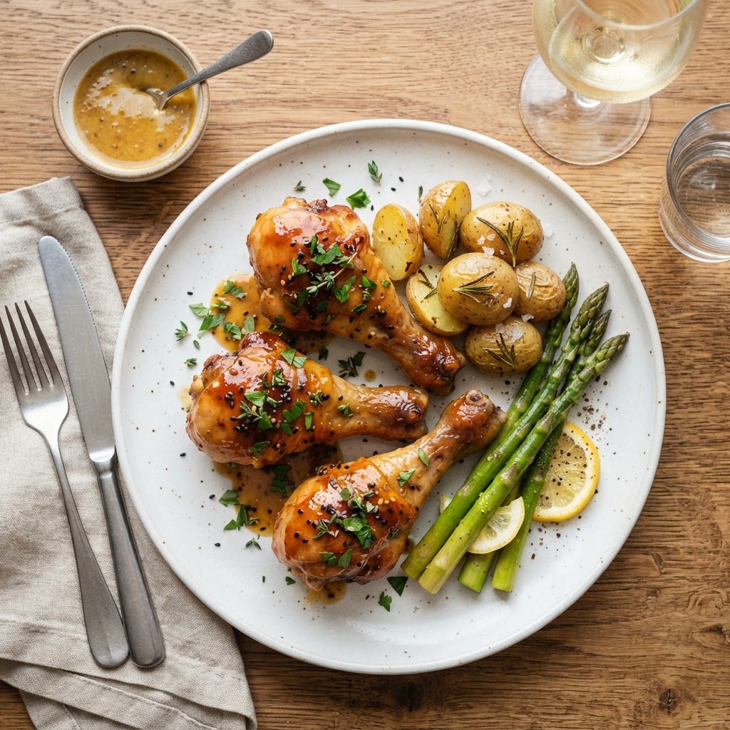 Cuisses de poulet à la moutarde et miel