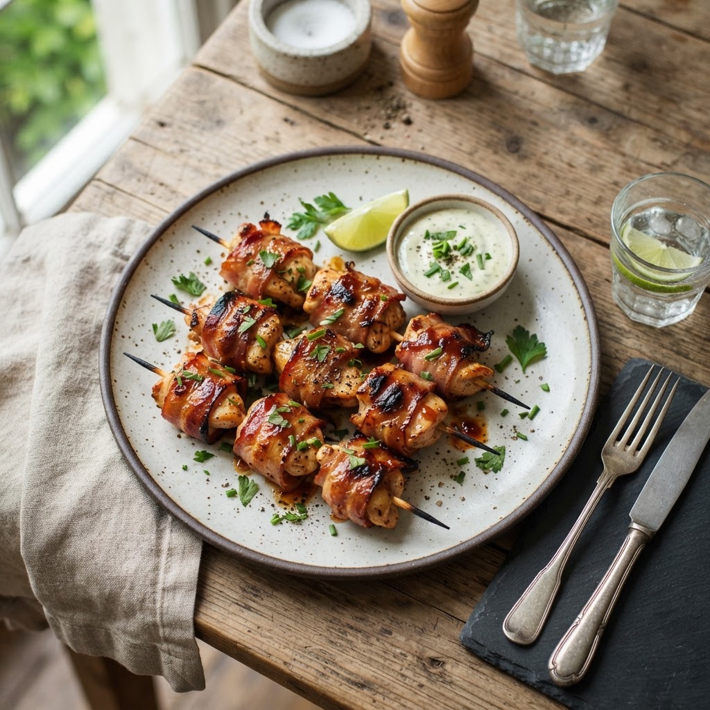Brochettes de poulet enrobées