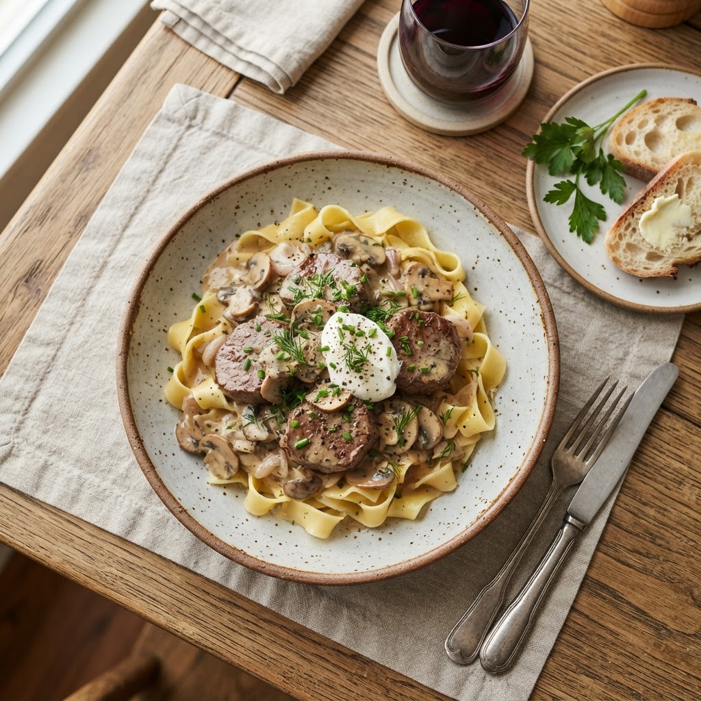 Filet mignon façon Stroganoff