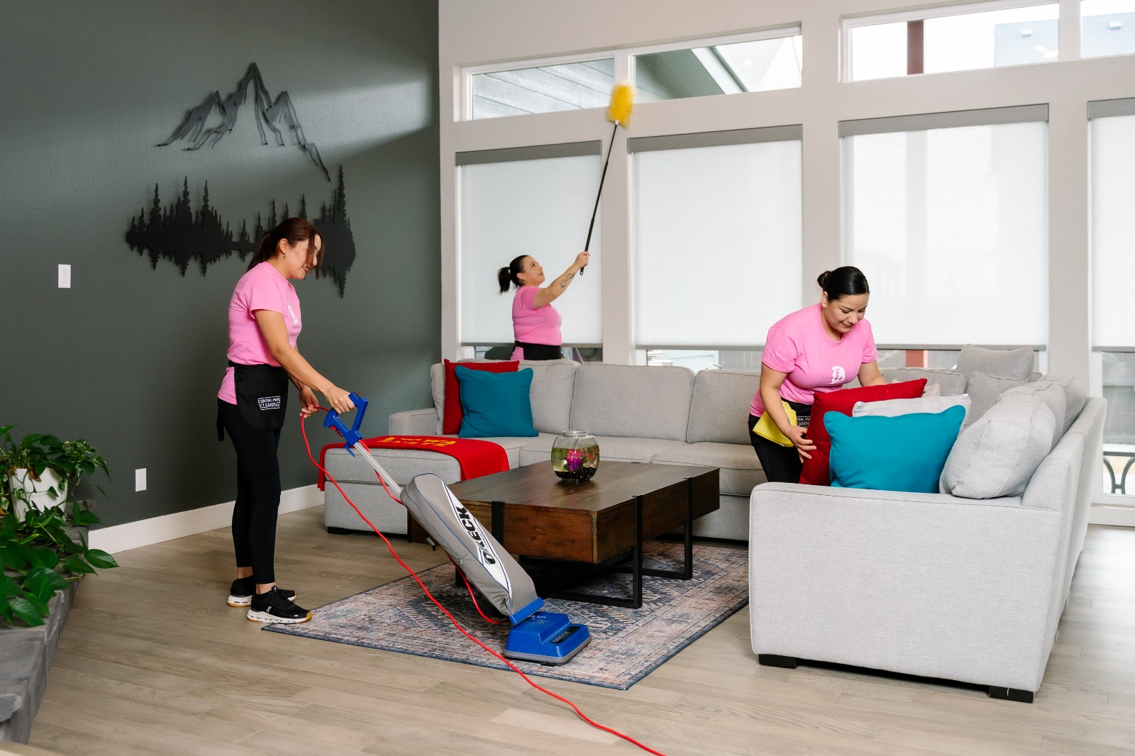 Central Park Cleaning staff cleaning a living room