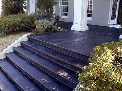Polished black concrete stairs