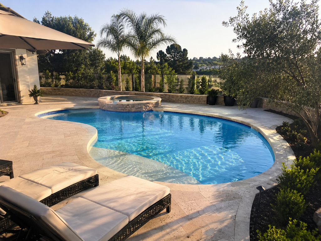 Pool & Spa with Travertine Decking