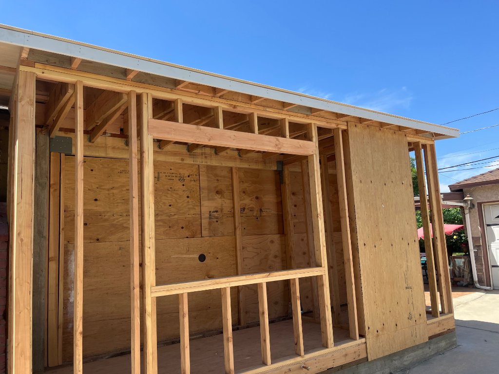 Wood structural framing for room addition Los Angeles