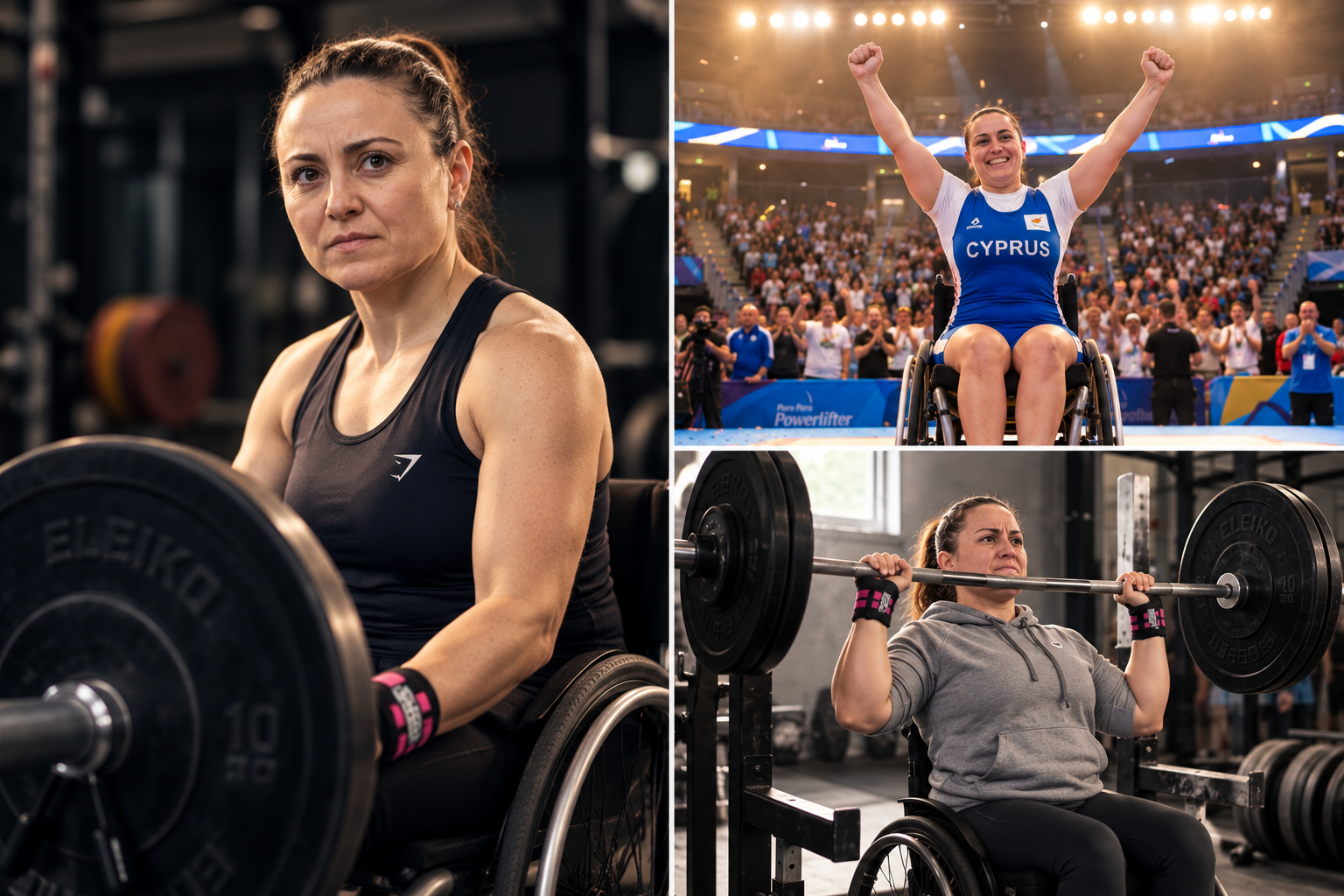 Maria Manakou para powerlifting image collage