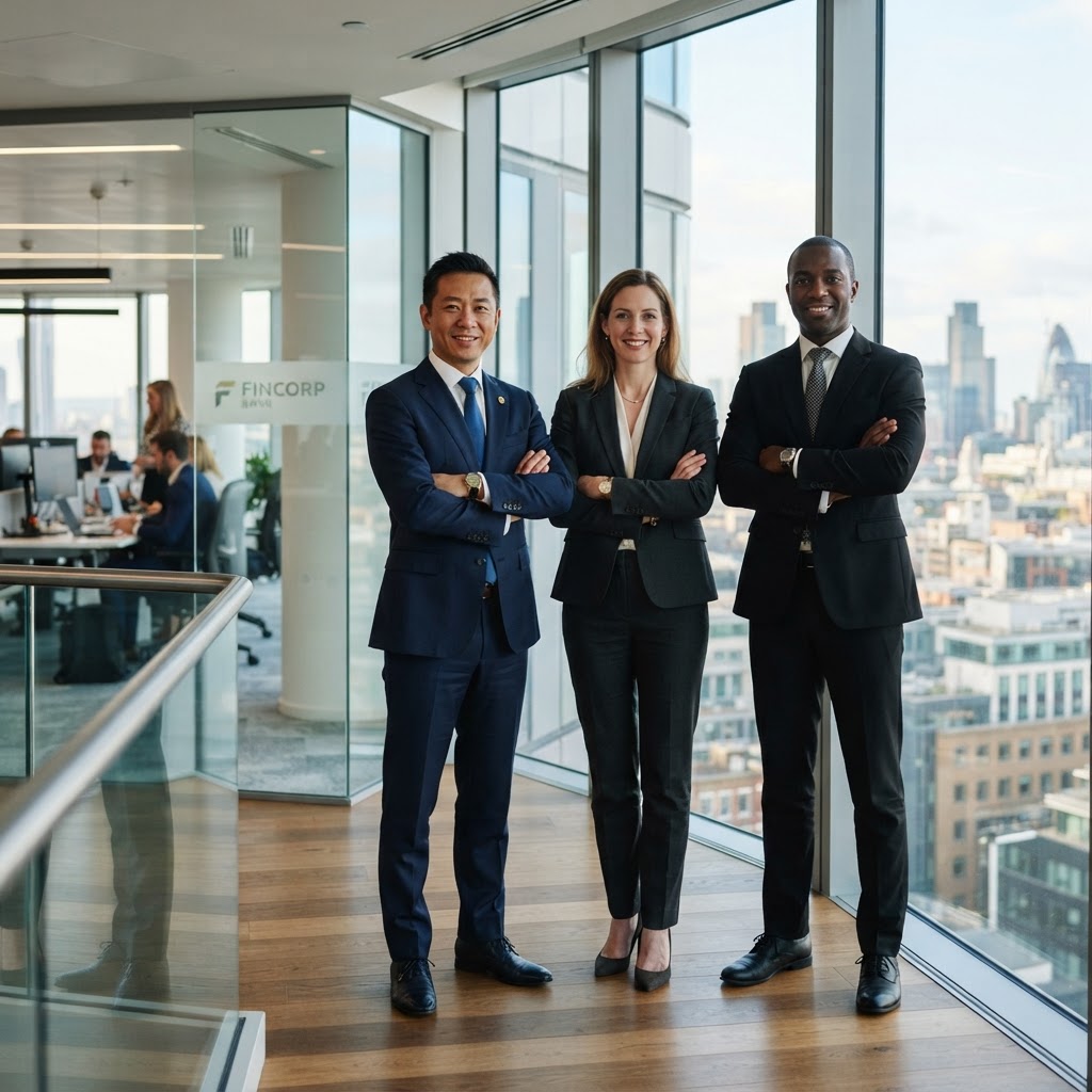 Team of bankers in suits