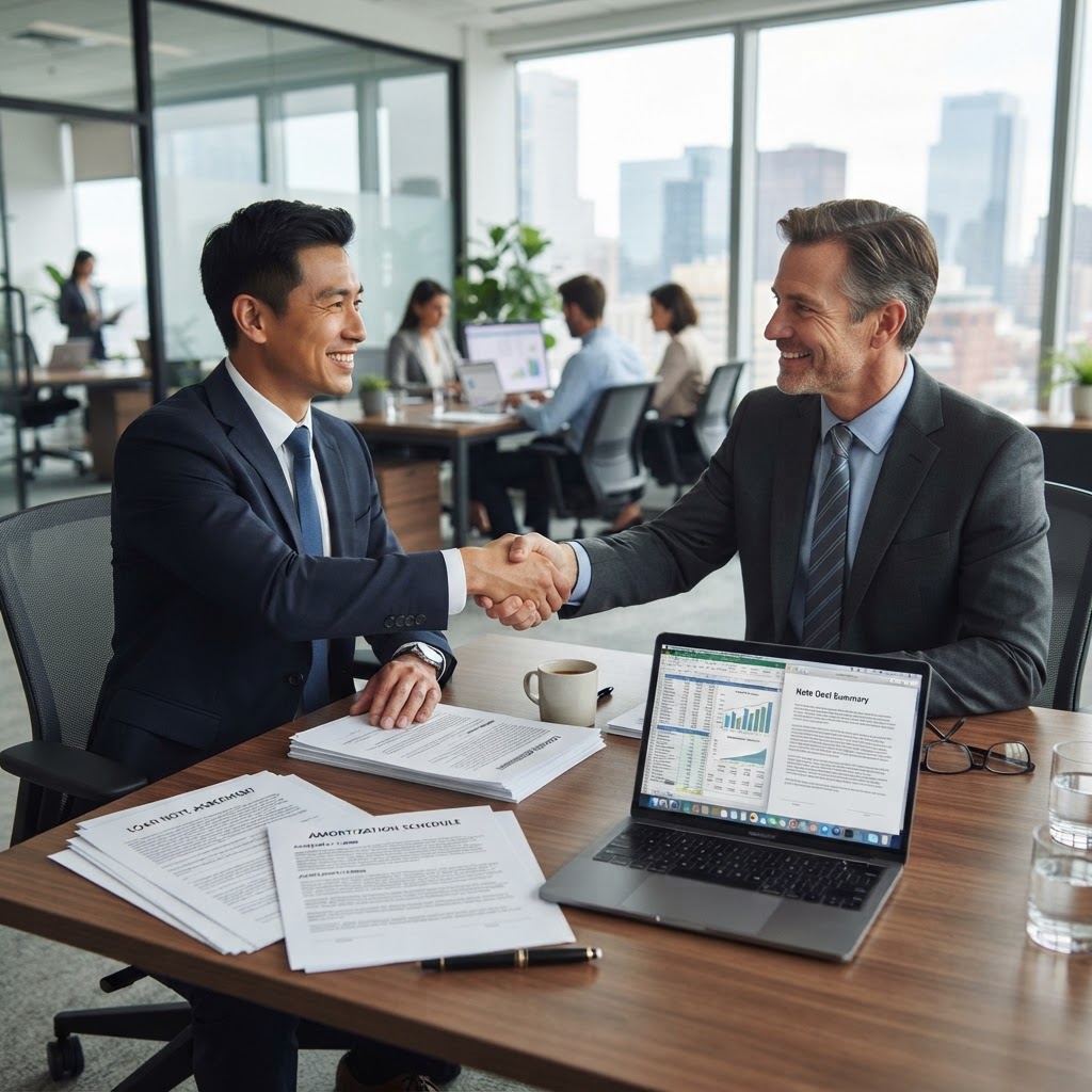 Broker discussing loan note opportunities