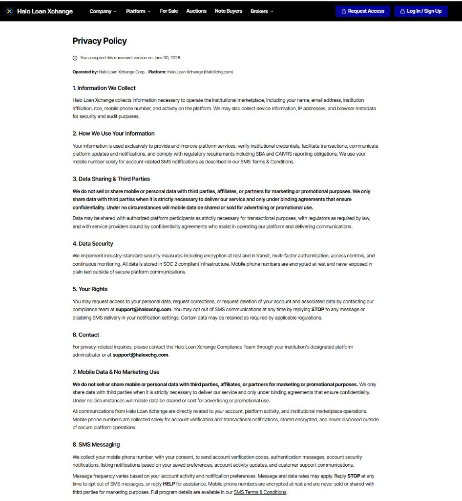 Privacy Policy — publicly accessible