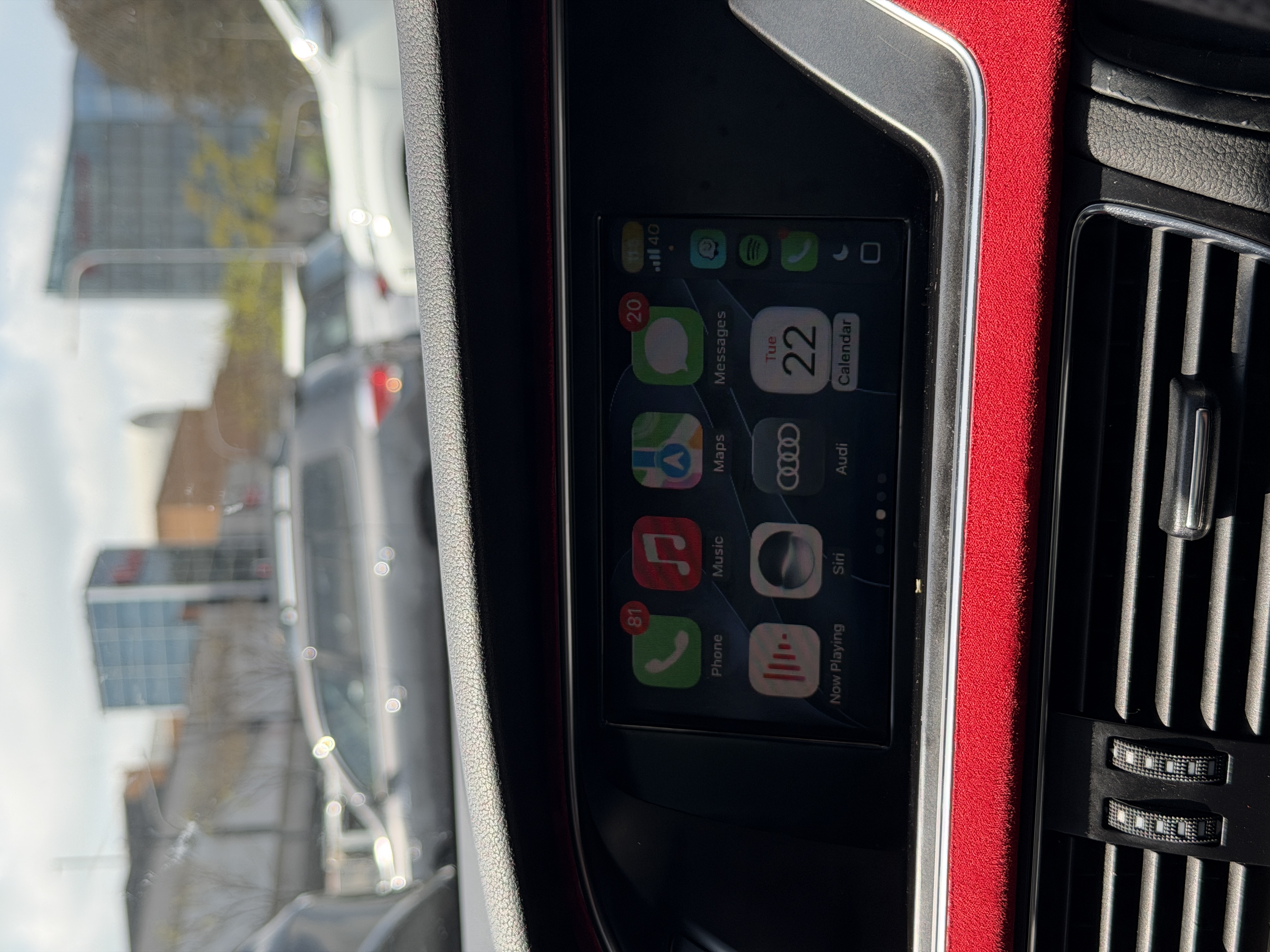 CarPlay interface alongside factory Audi controls