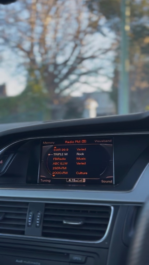 Audi dashboard with factory radio
