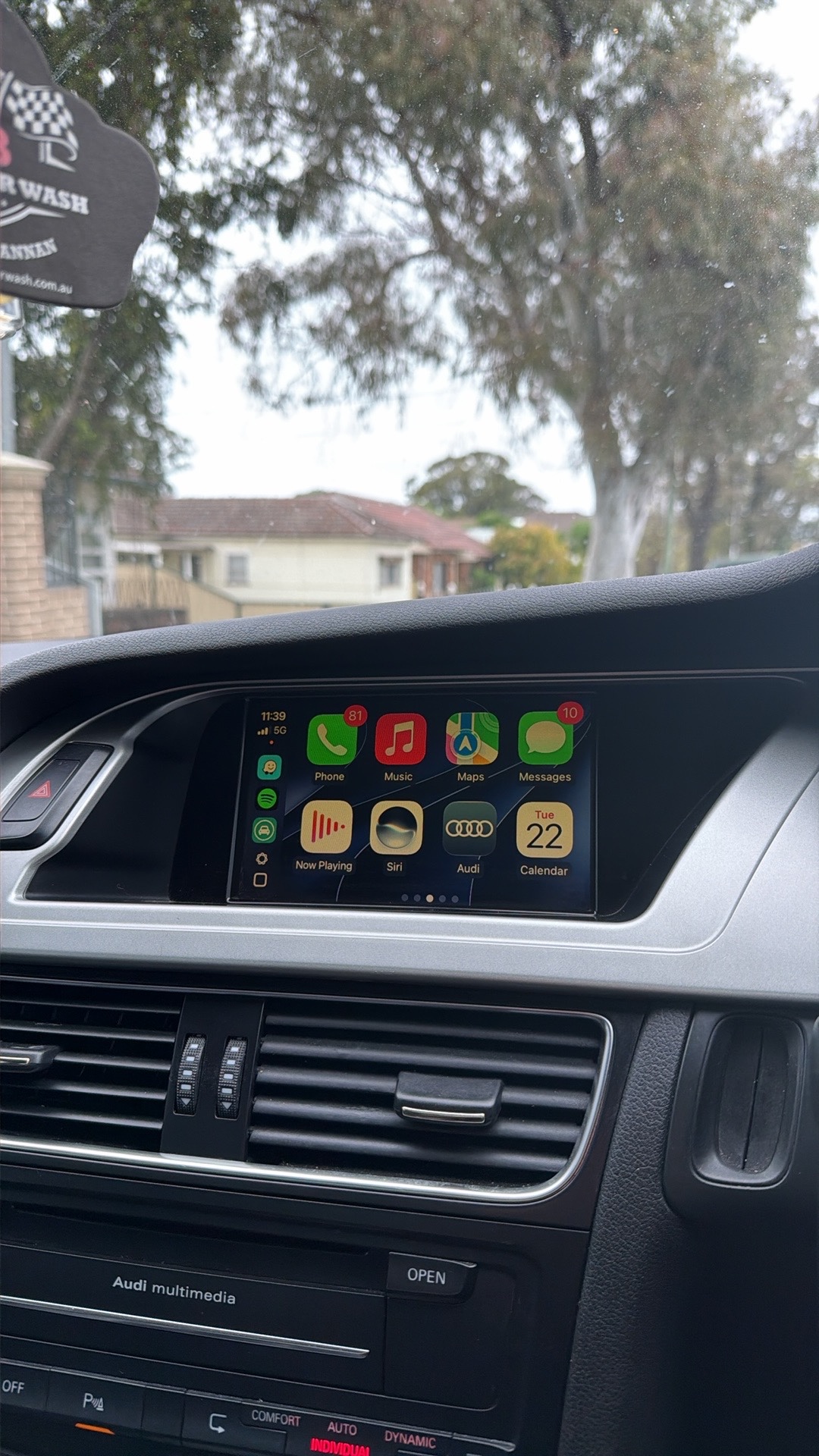 CarPlay home screen integrated into factory dash