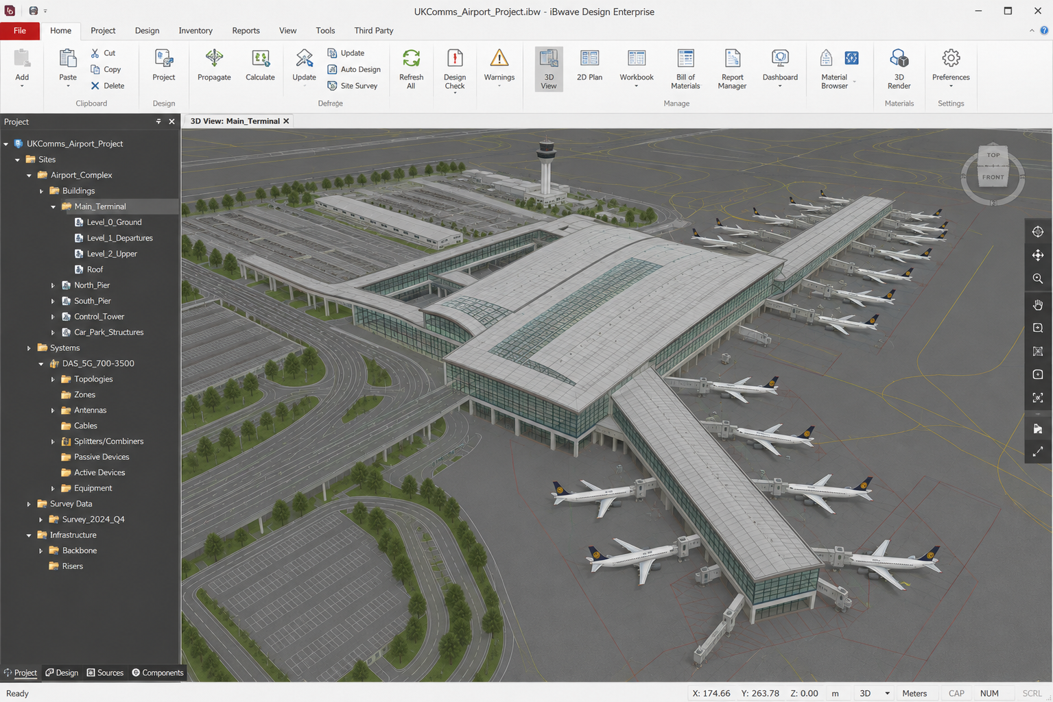 Aurora airport complex — virtual RF model of the built environment