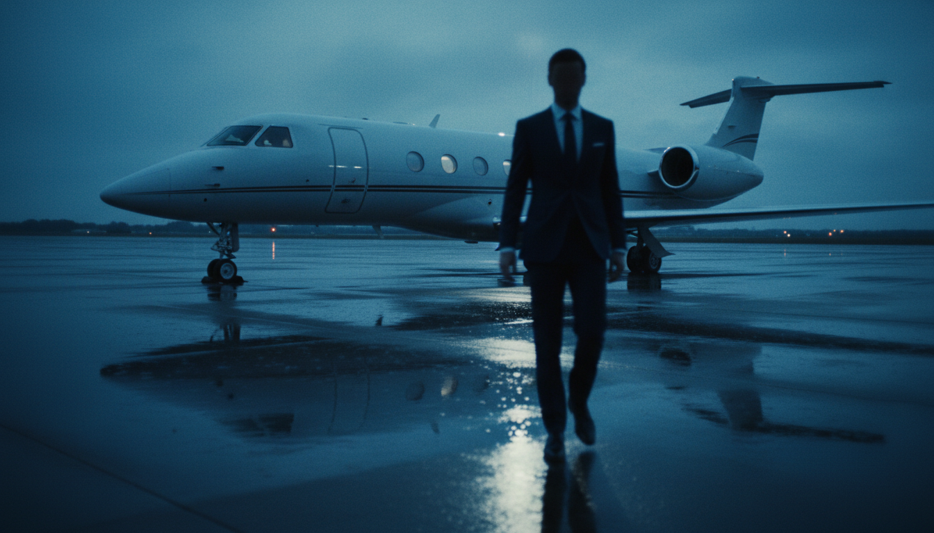 Agent approaching private jet
