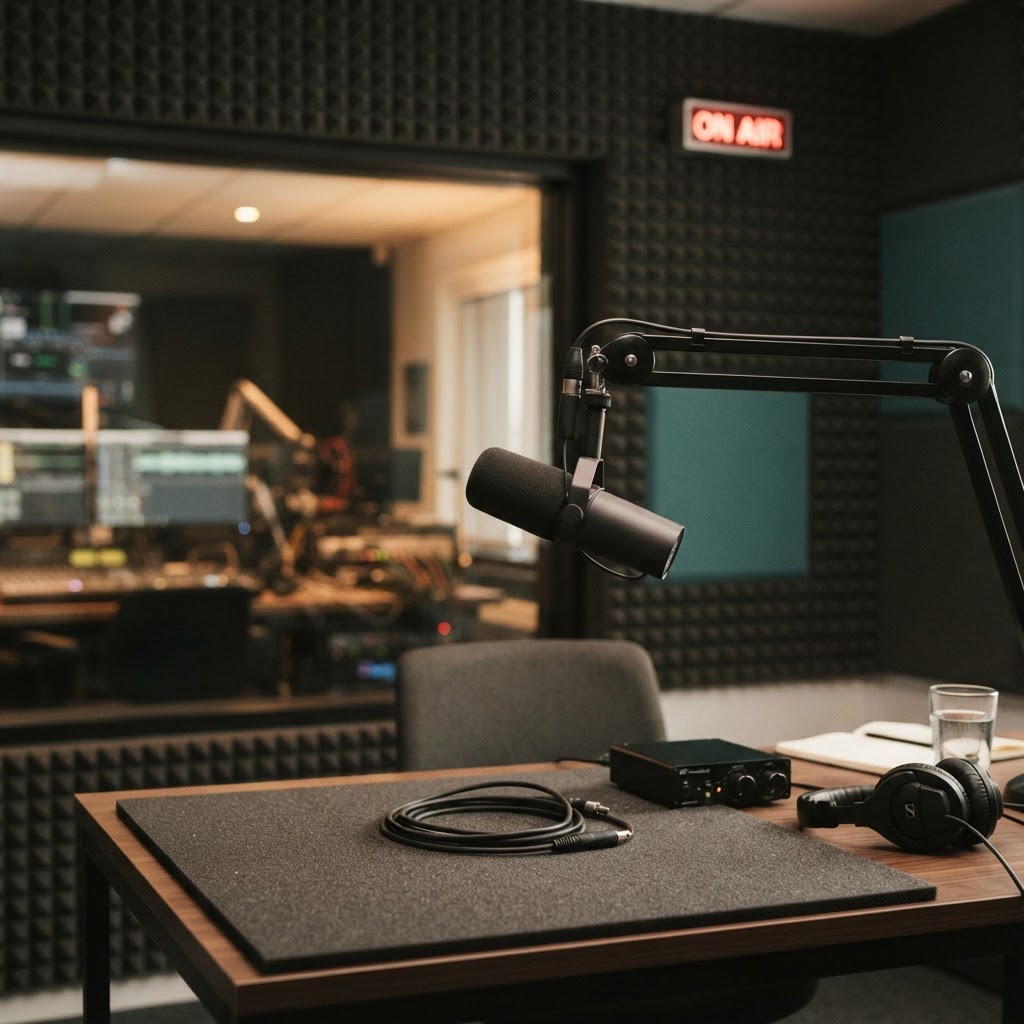 Broadcast radio studio microphone — Todd Sheppard's Newstalk ZB interview on methamphetamine testing in New Zealand