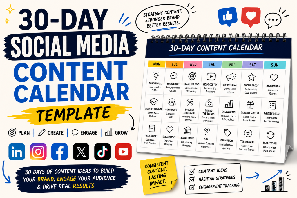 30-Day Social Media Content Calendar Template