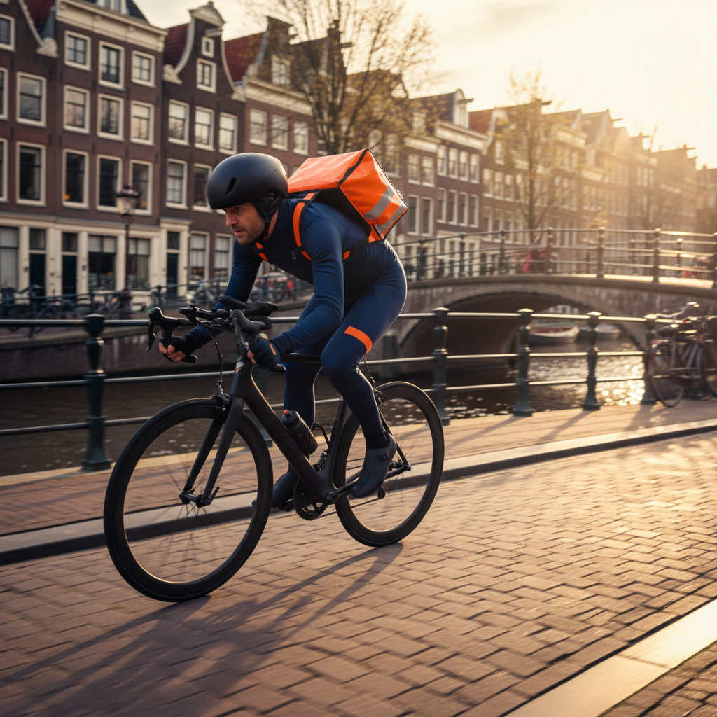 Fietskoerier in Amsterdam