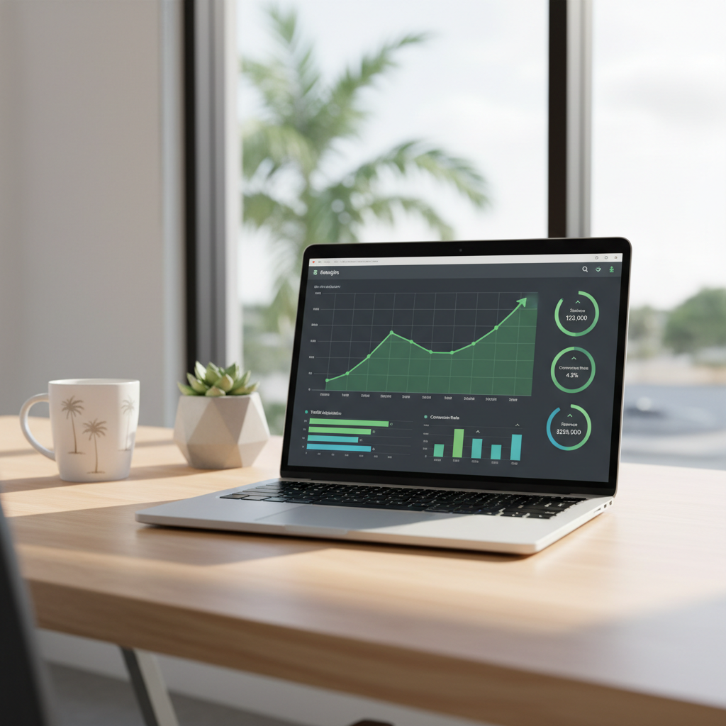 Digital marketing results dashboard showing growth metrics for South Florida clients