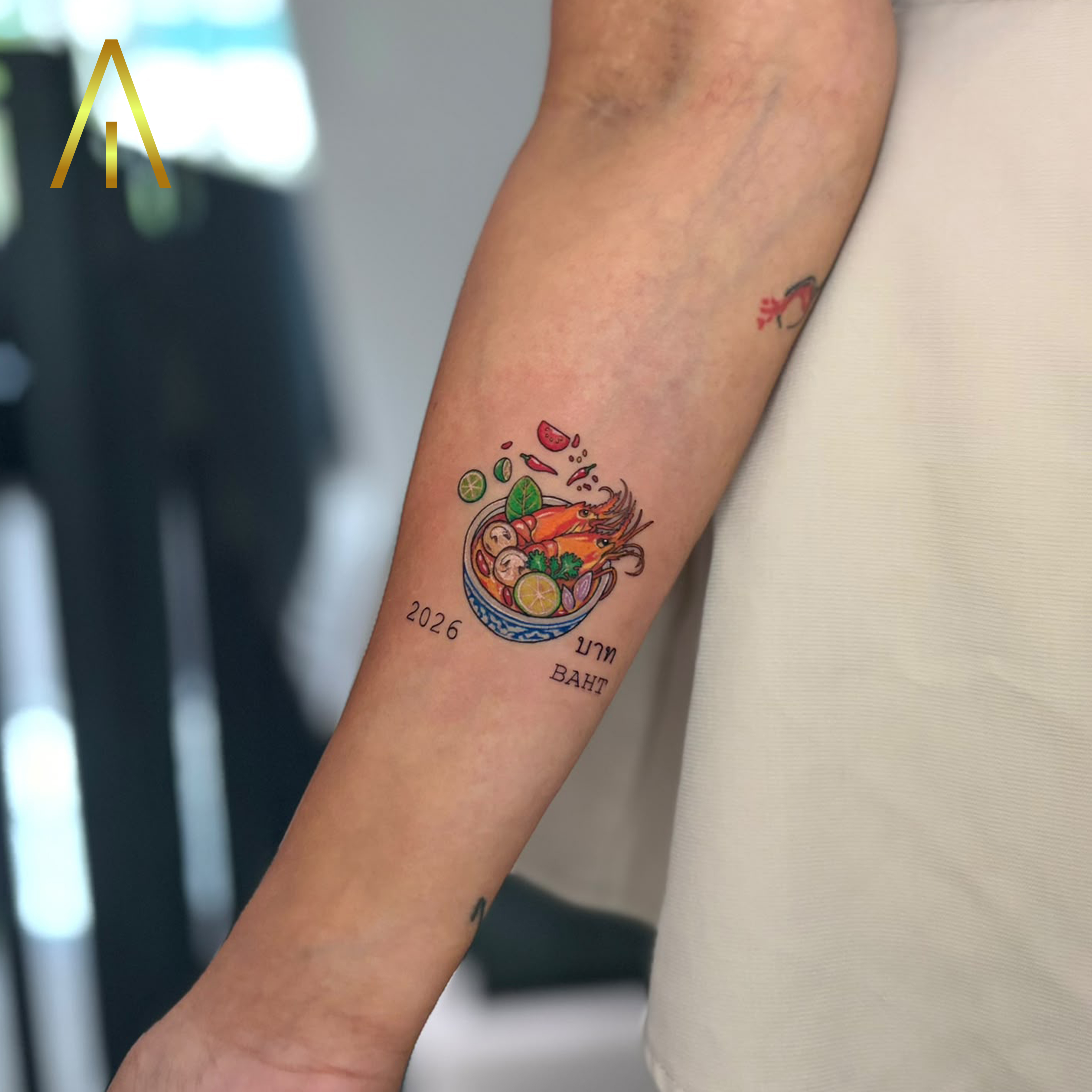 Katie colour Tom Yum soup Baht tattoo Chiang Mai