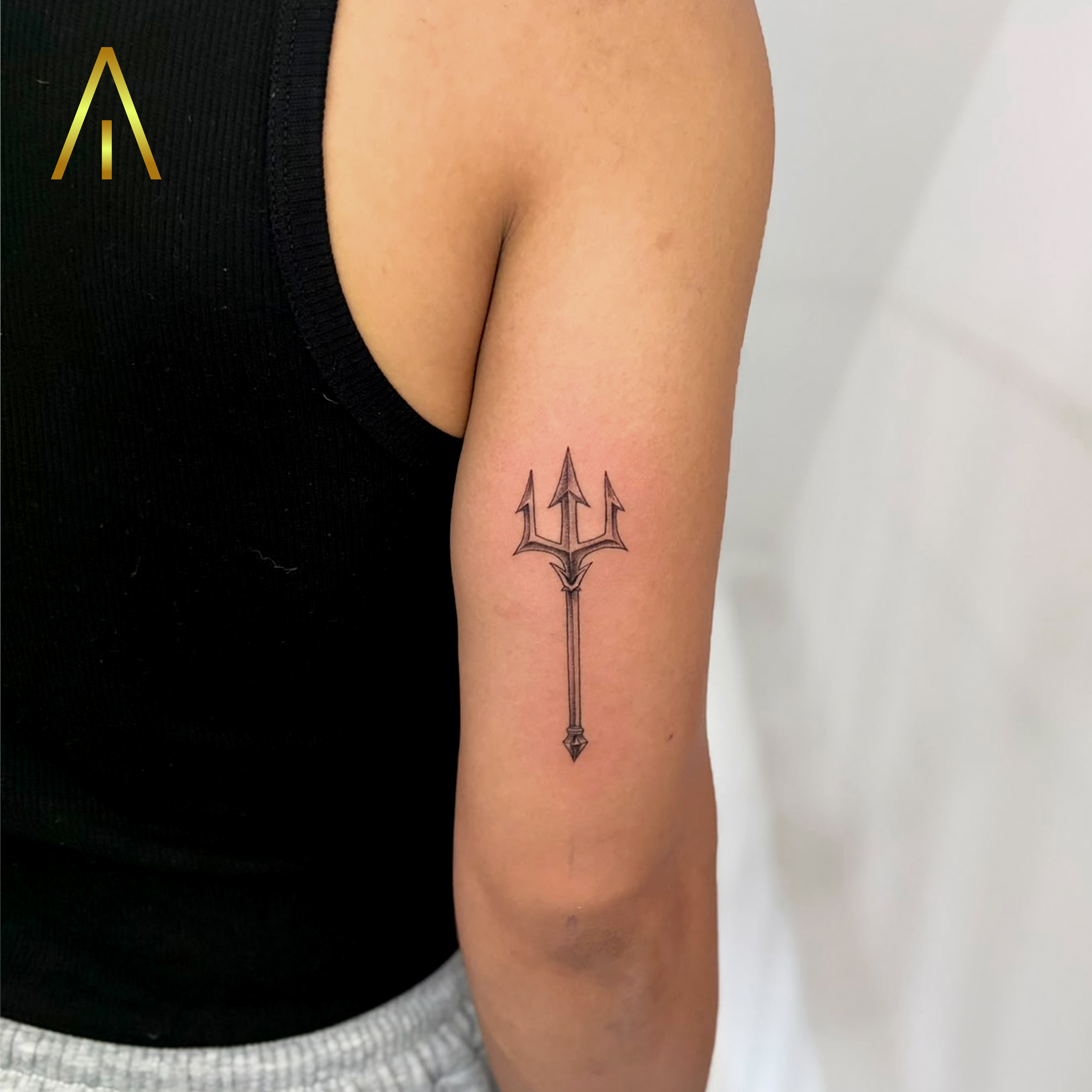 Trident fine line minimal tattoo Chiang Mai