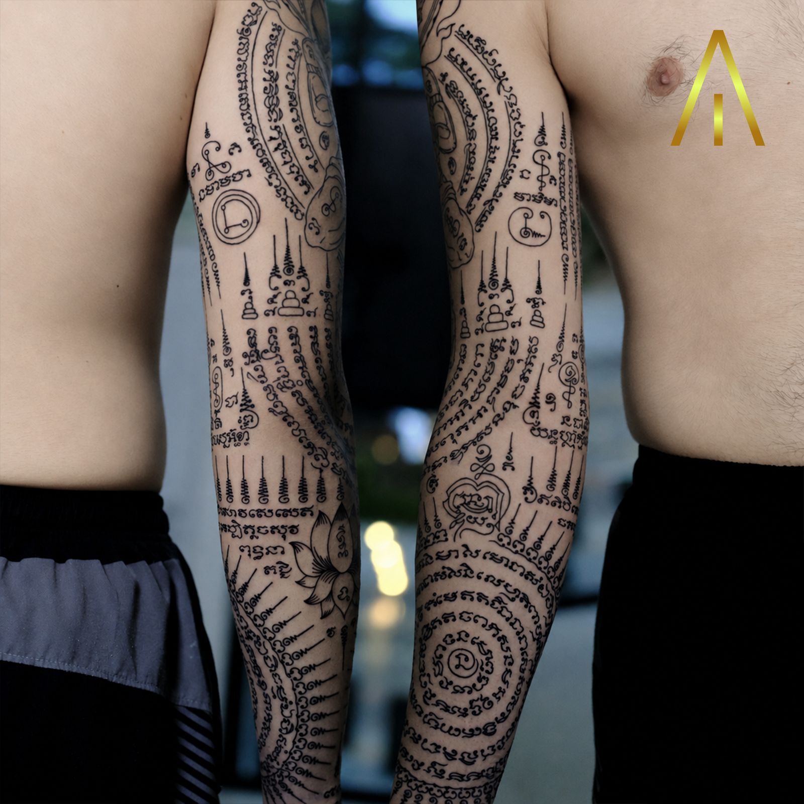 Sak Yant full sleeve yantra tattoo Chiang Mai