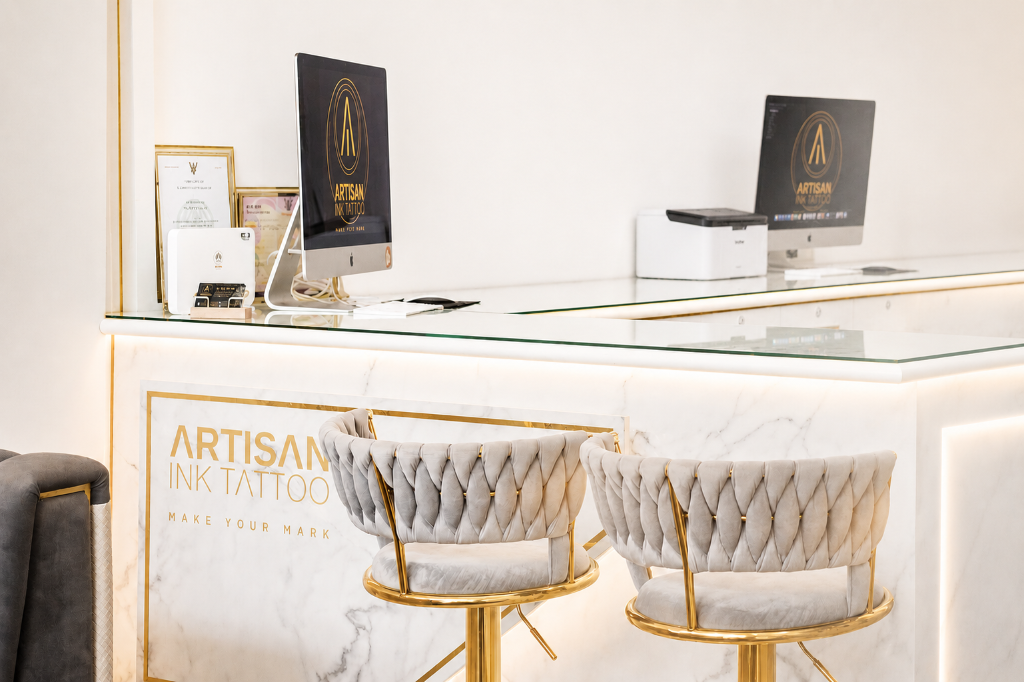 Artisan Ink private tattoo studio interior, Chiang Mai — warm, minimal, refined