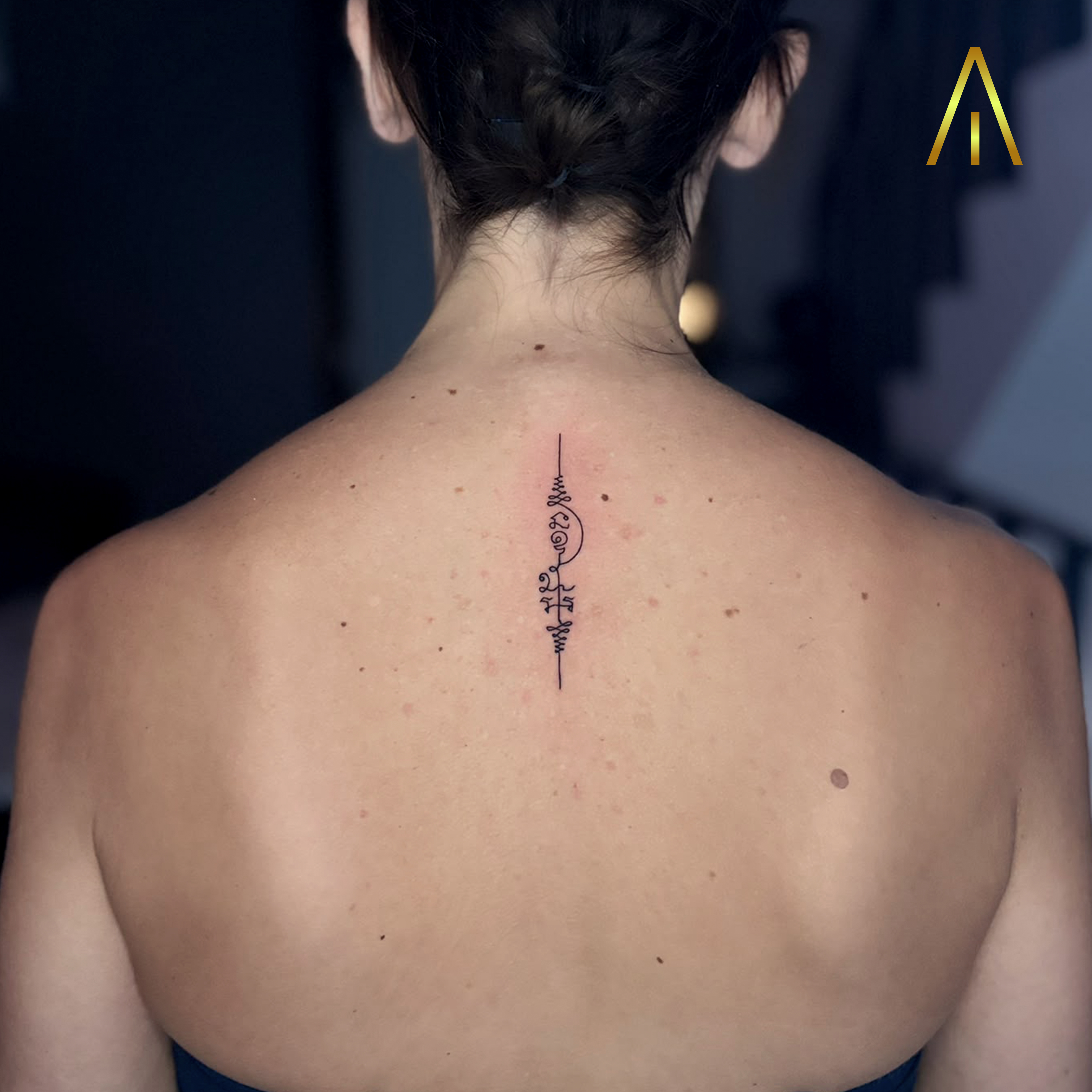 Mimi fine line unalome back tattoo Chiang Mai