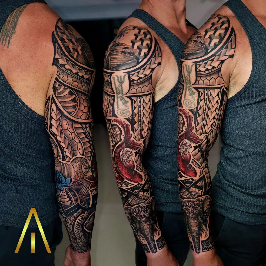 Polynesian geometric tattoo Chiang Mai Artisan Ink