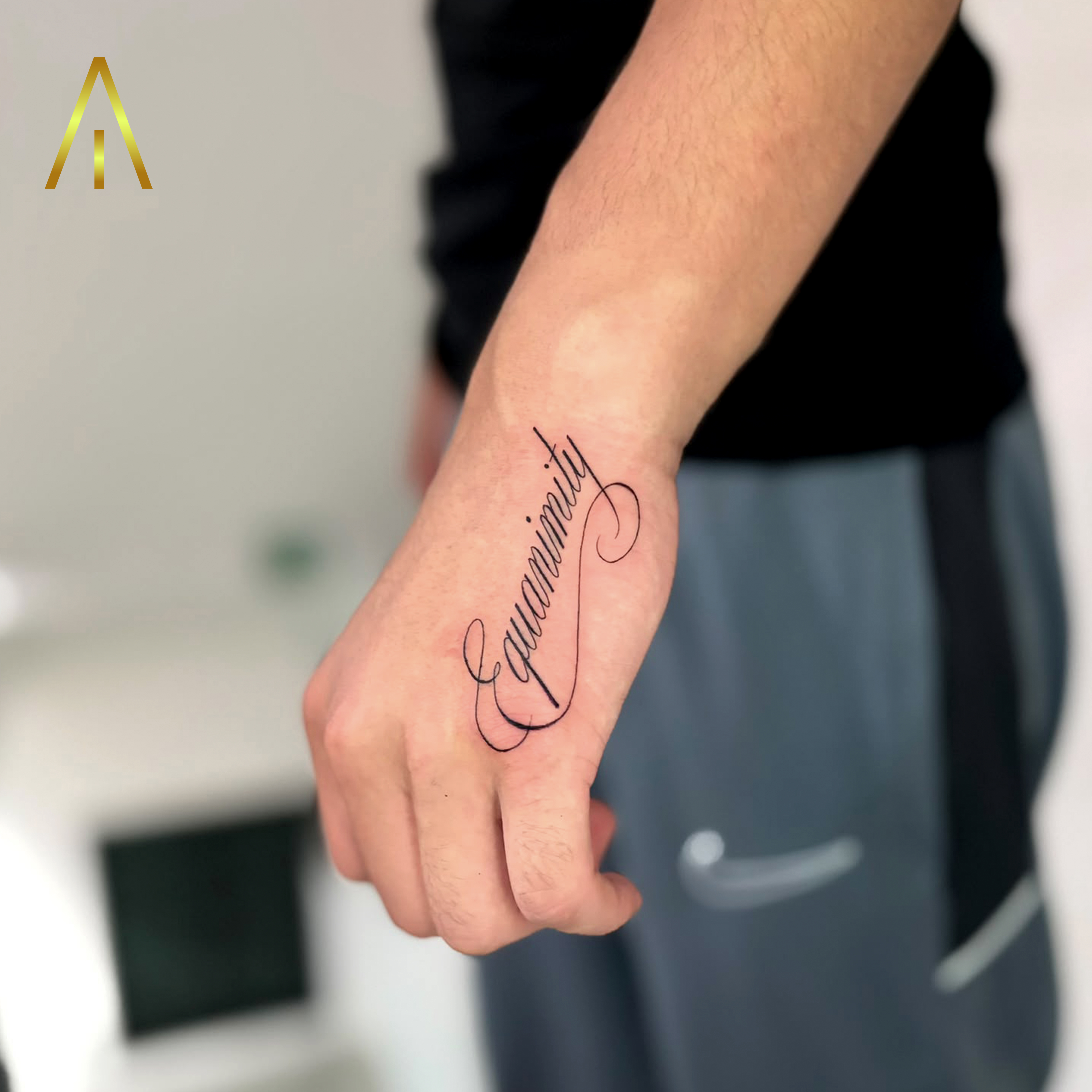 Mimi fine line script hand tattoo Chiang Mai