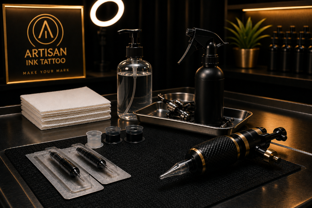Sterile tattoo equipment at Artisan Ink Chiang Mai