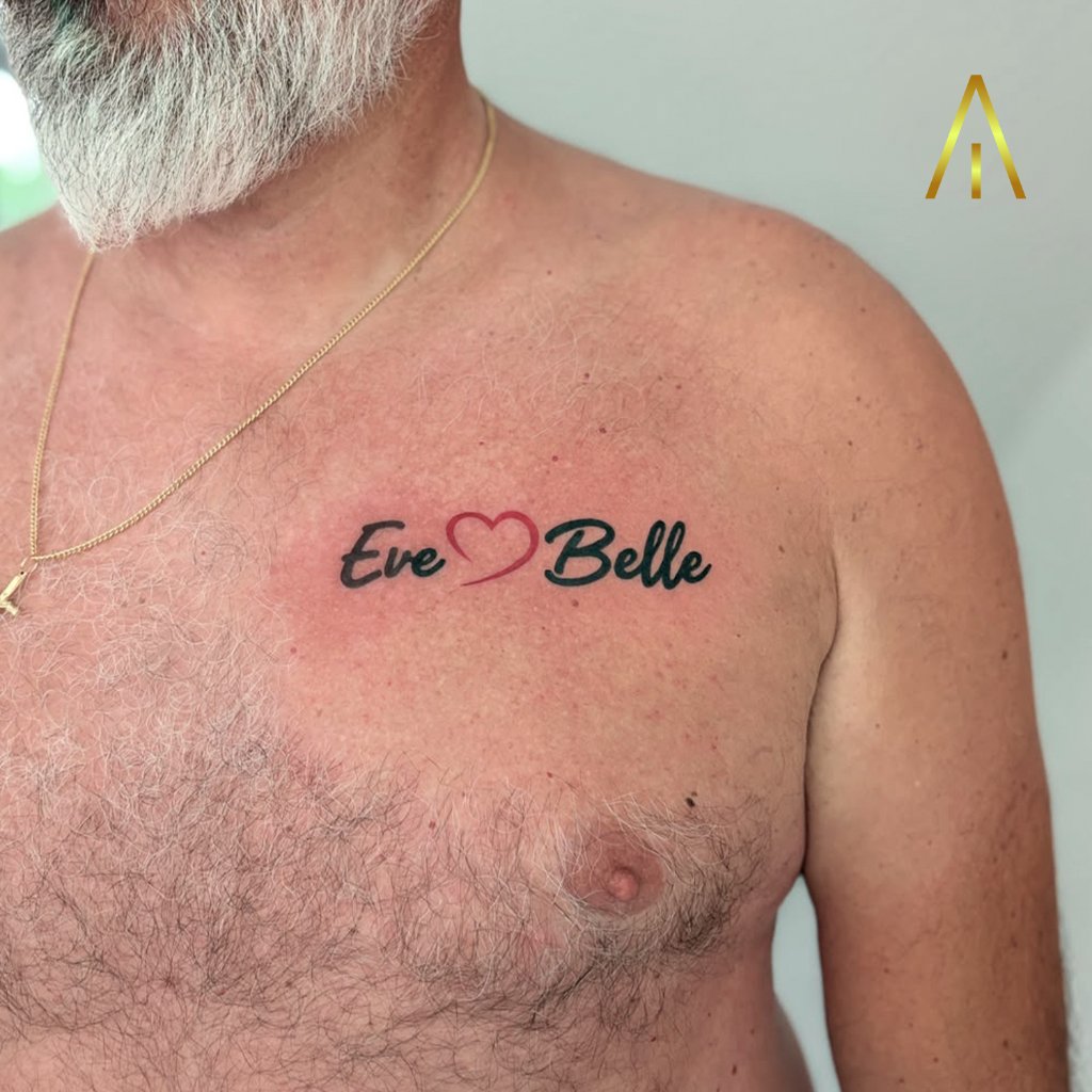 Fine line calligraphy script heart tattoo Chiang Mai