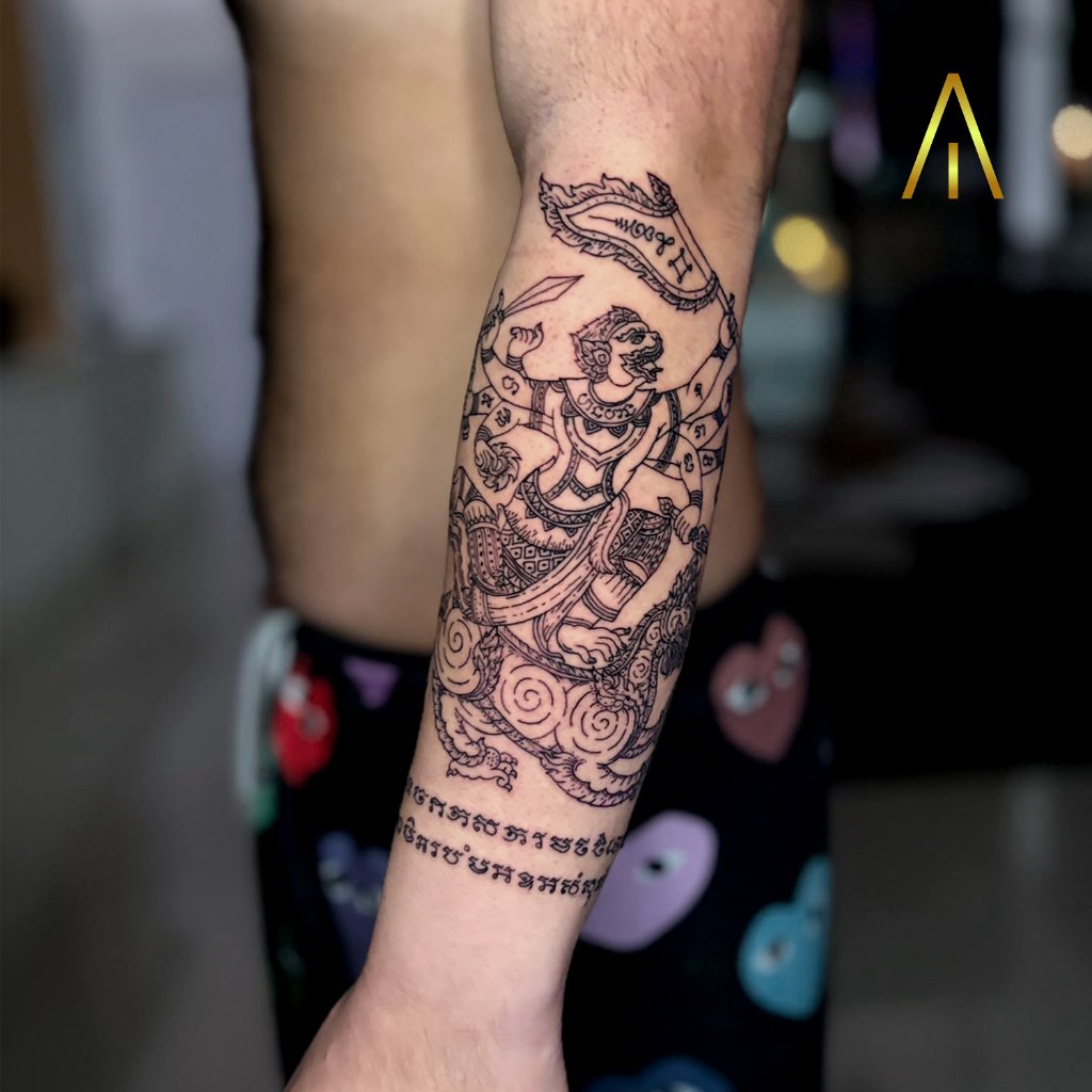 Hanuman Sak Yant forearm tattoo Chiang Mai
