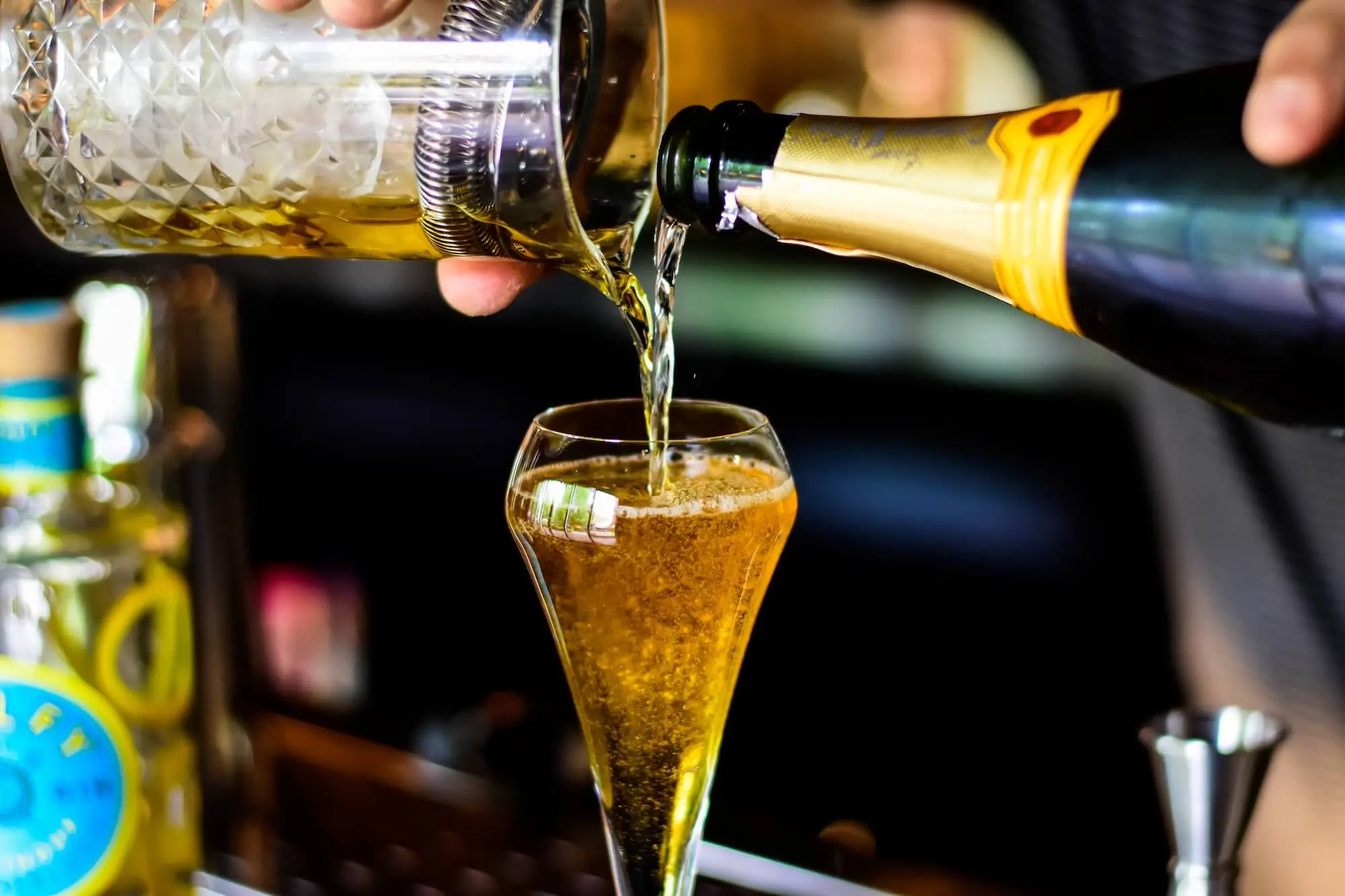 Champagne being poured
