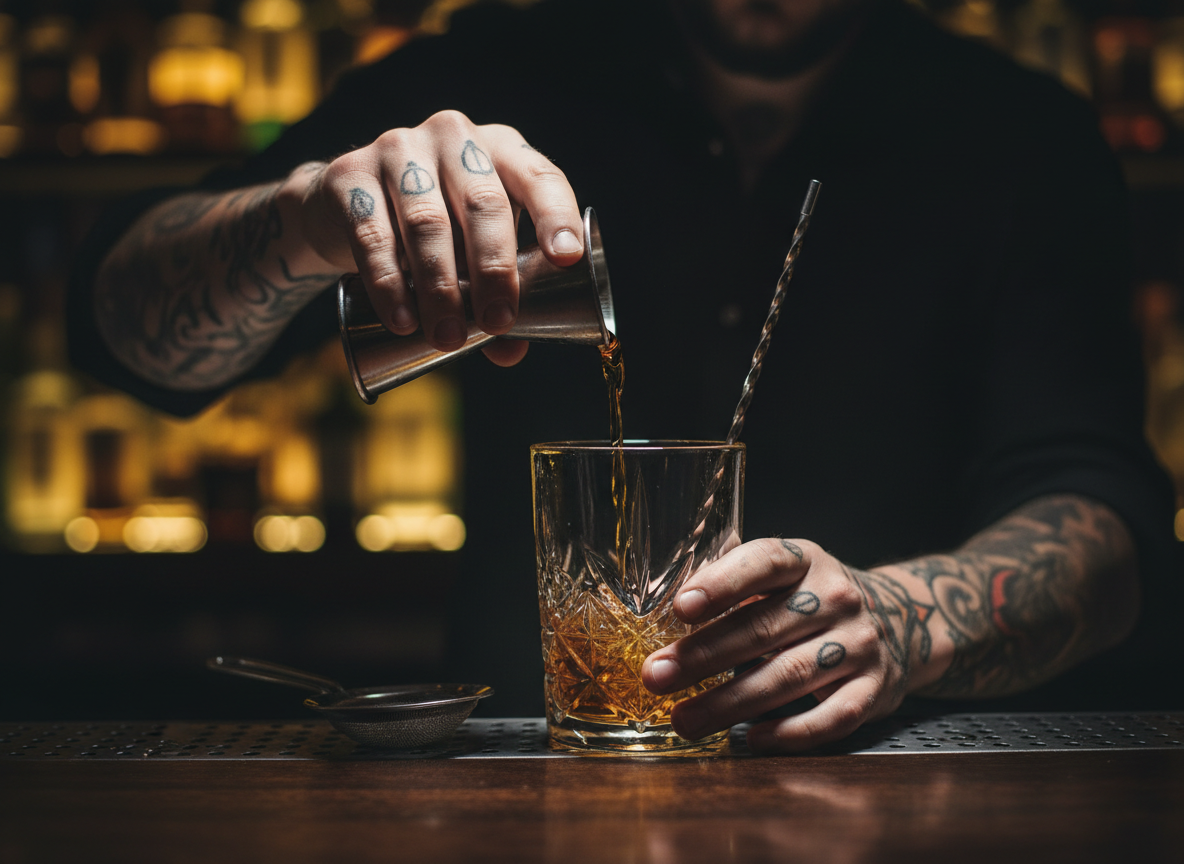 Bartender crafting cocktails