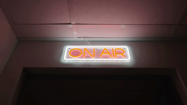 TalkBox studio ON AIR sign