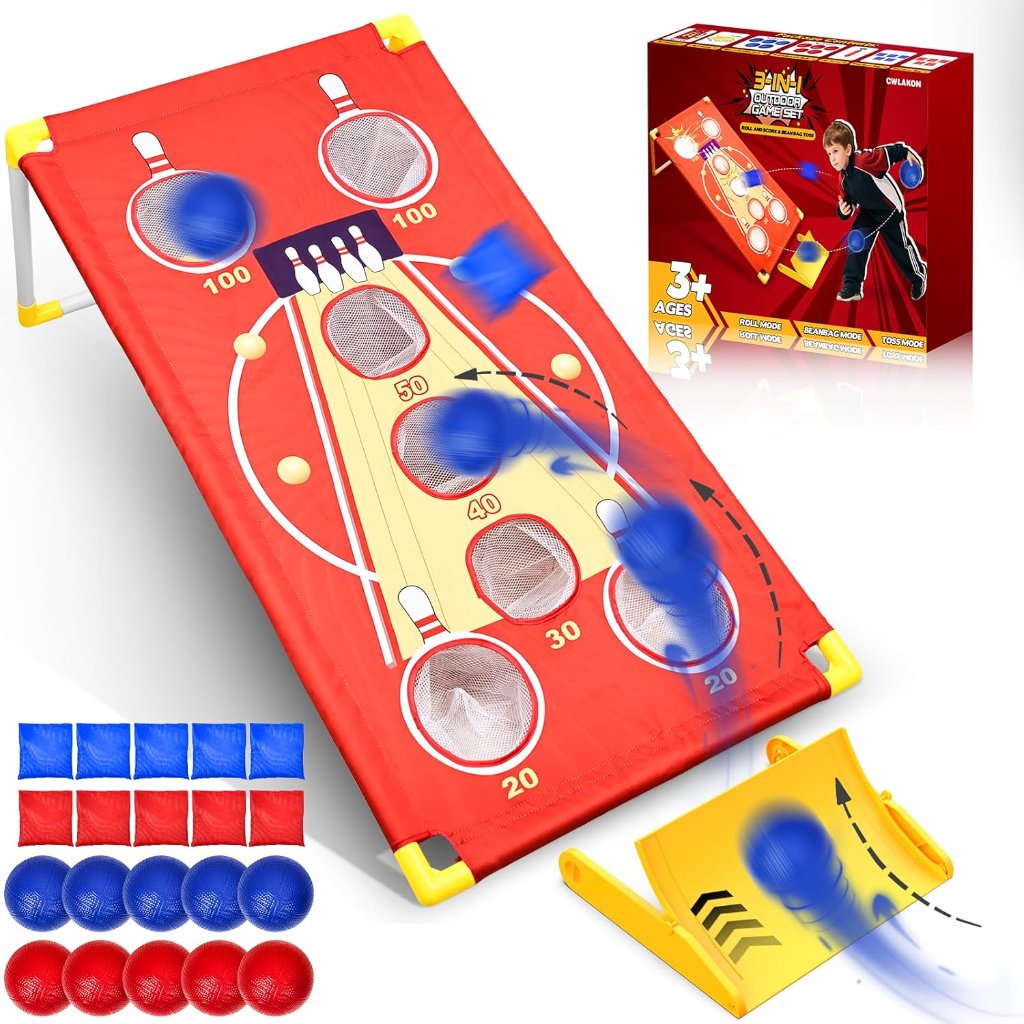 3-in-1 Wurfspiel für Kinder – Bean Bag Toss und Ballwurfspiel
