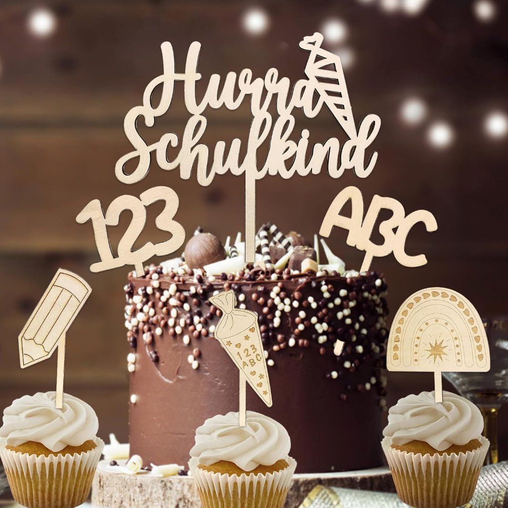 Cake-Topper Holz zur Einschulung