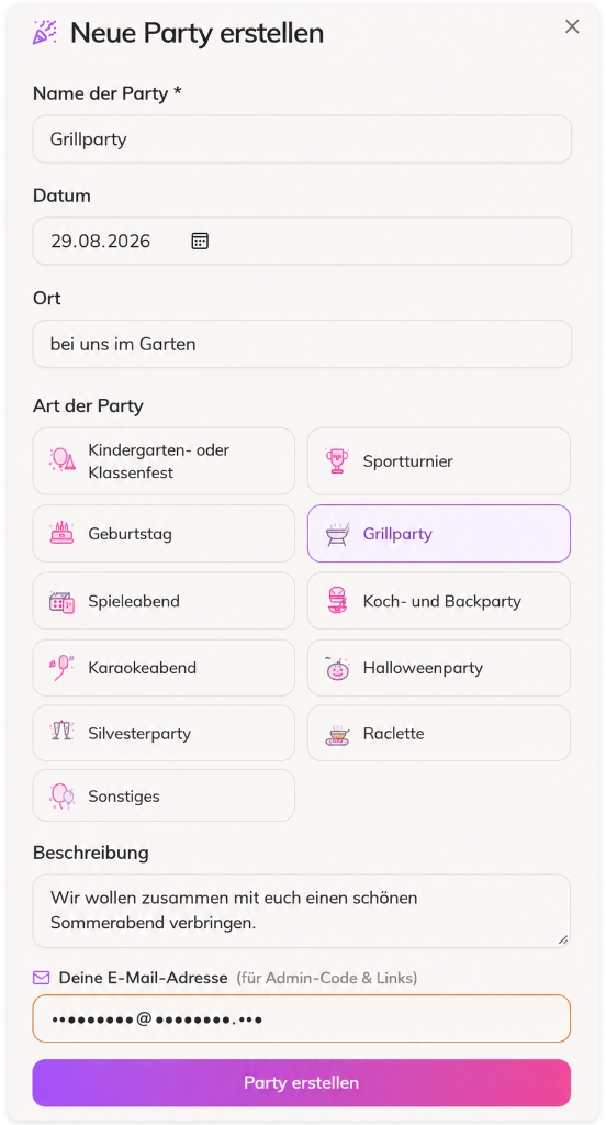 Party erstellen