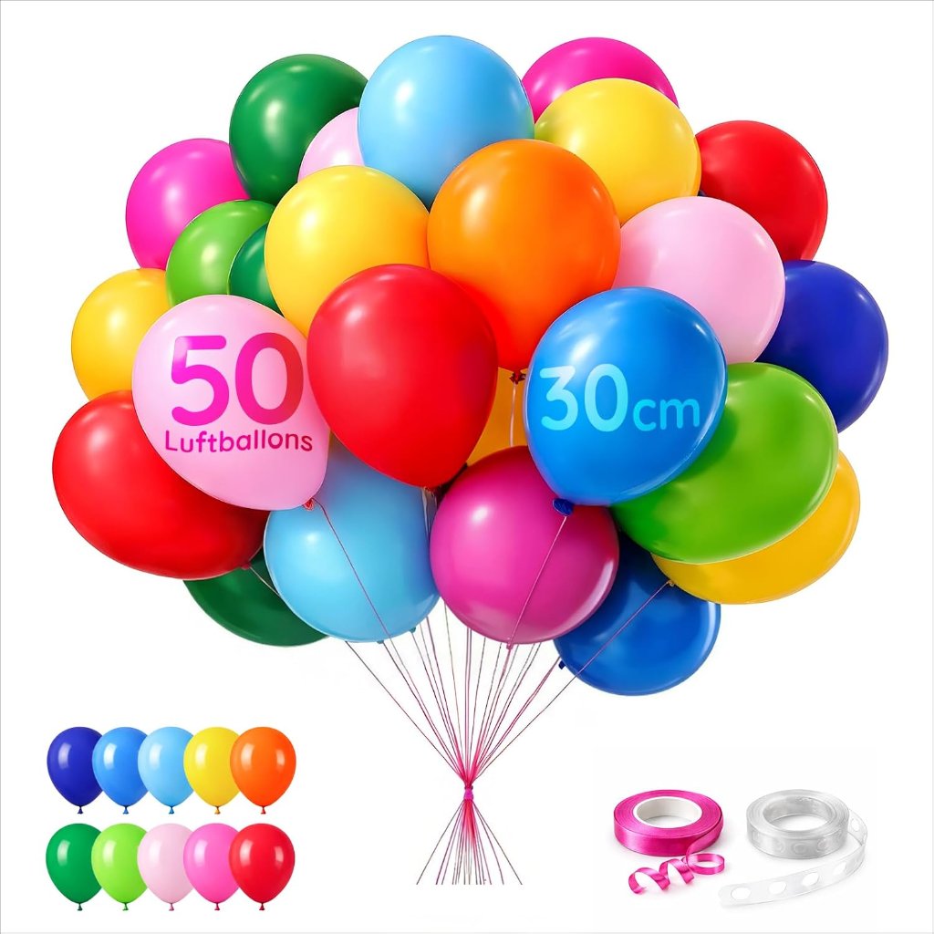50 Luftballons bunt – Partydeko Abschlussfeier