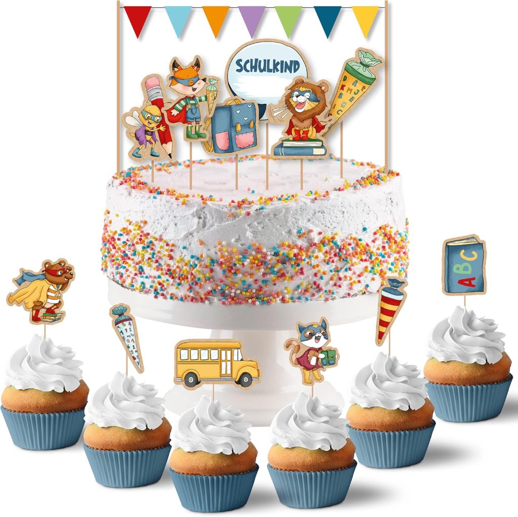 Cake-Topper Set für Muffins Einschulung