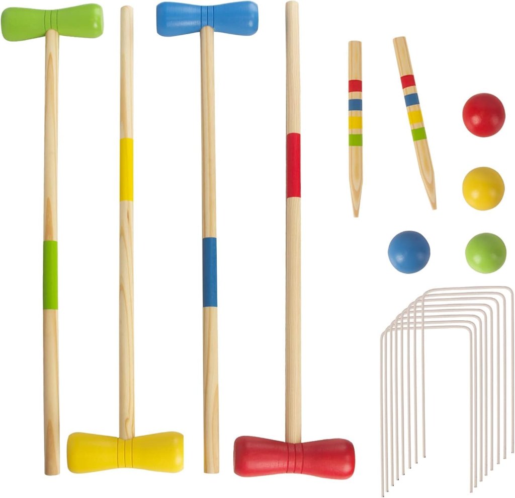 Krocket Holzspiel für Kinder – Gartenspiel für Einschulung und Klassenfest