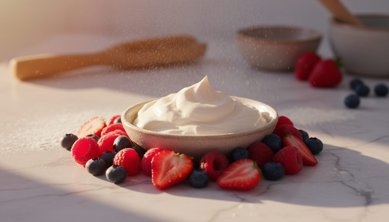 Fresh baking ingredients in golden light