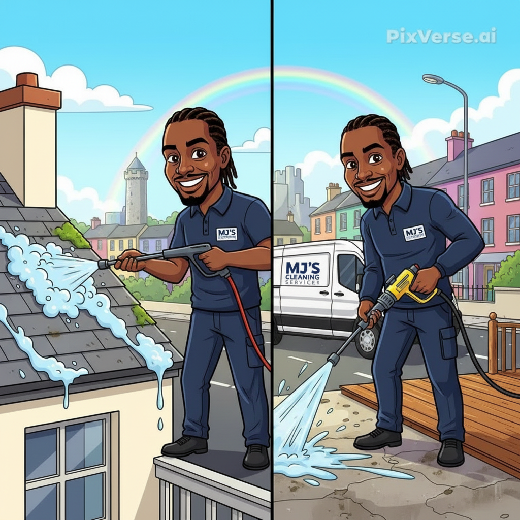 MJ's Cleaning Services soft washing versus pressure washing image