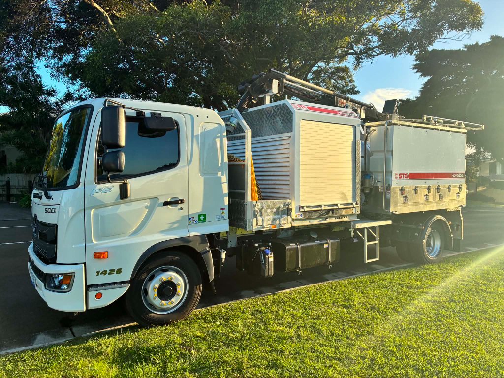 Fusion Telecom service truck parked on site