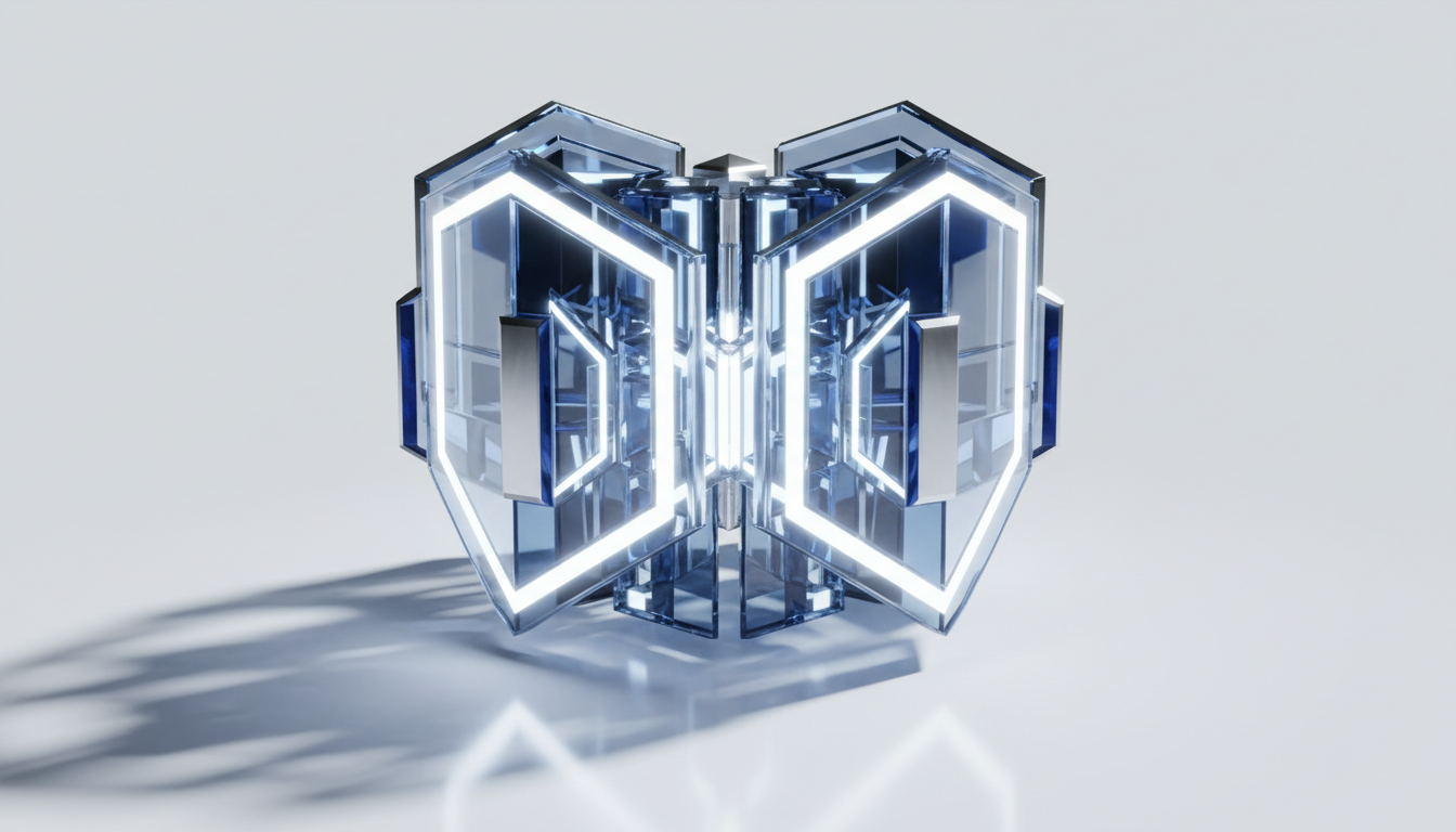 Abstract 3D digital sculpture representing cybersecurity and data protection