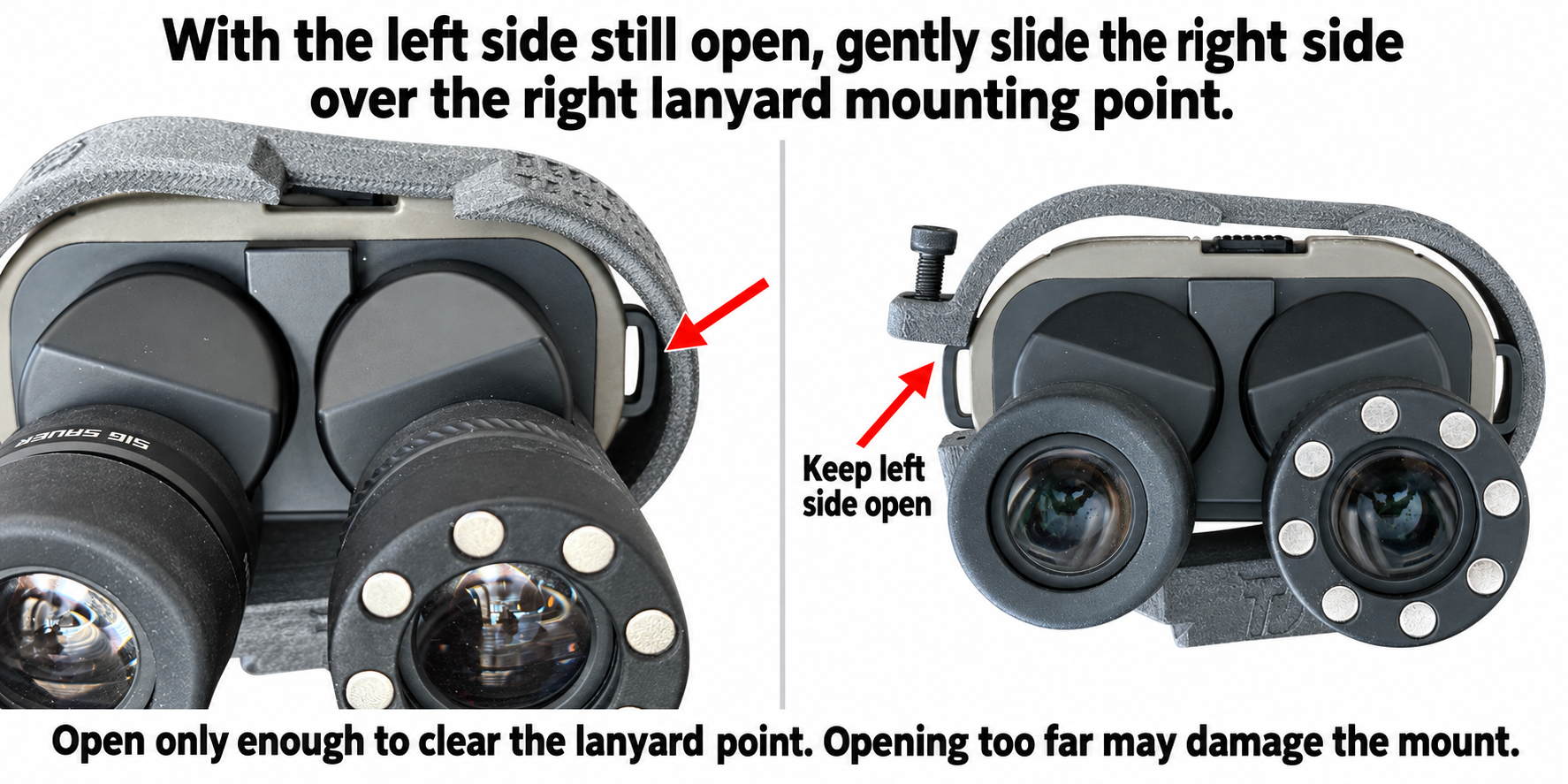 Clear the right lanyard mounting point