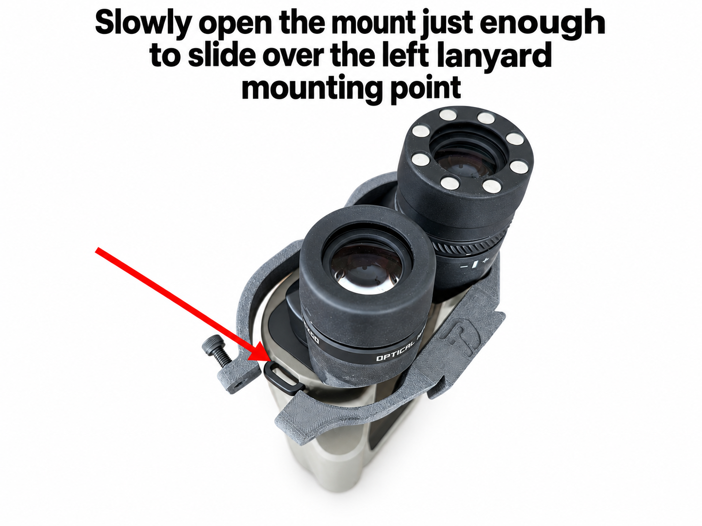 Clear the left lanyard mounting point