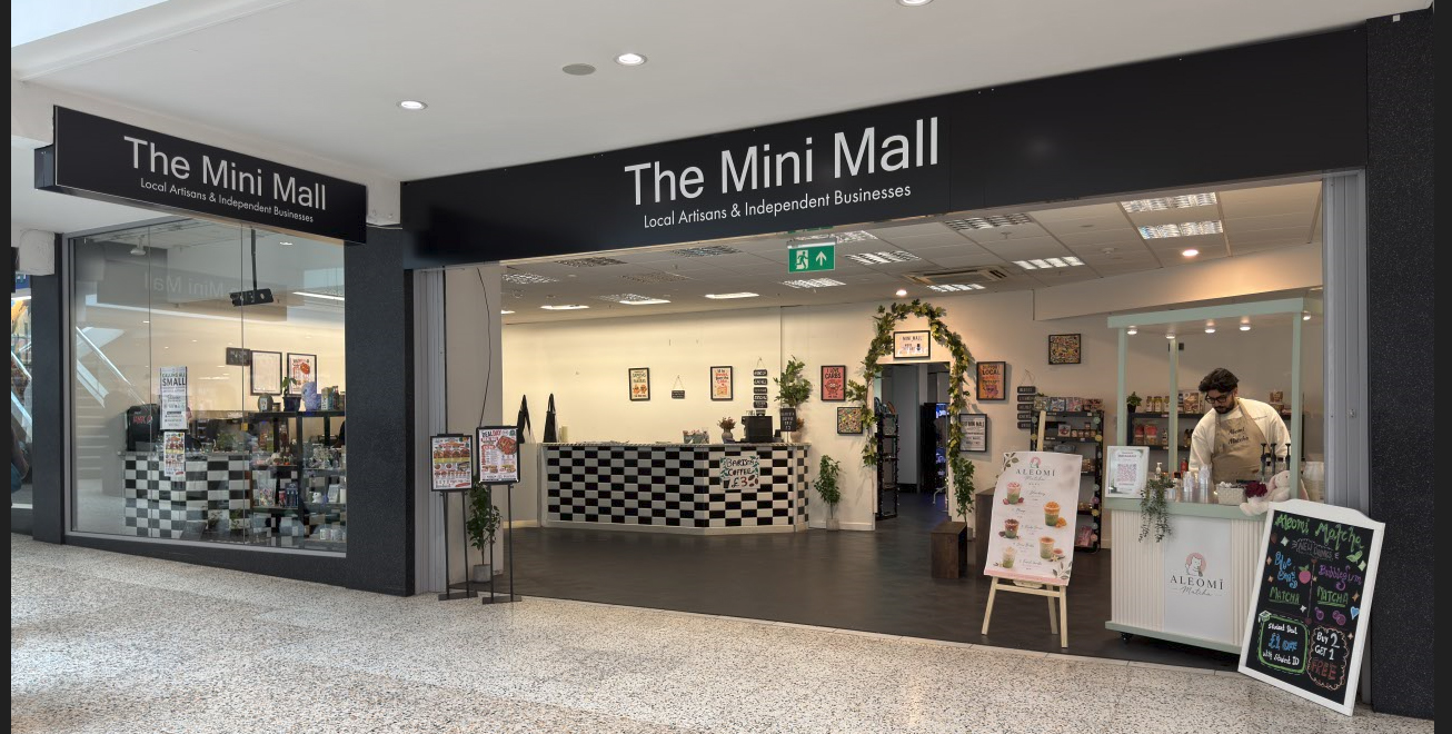 The Mini Mall storefront and open entrance at the Merrion Centre in Leeds