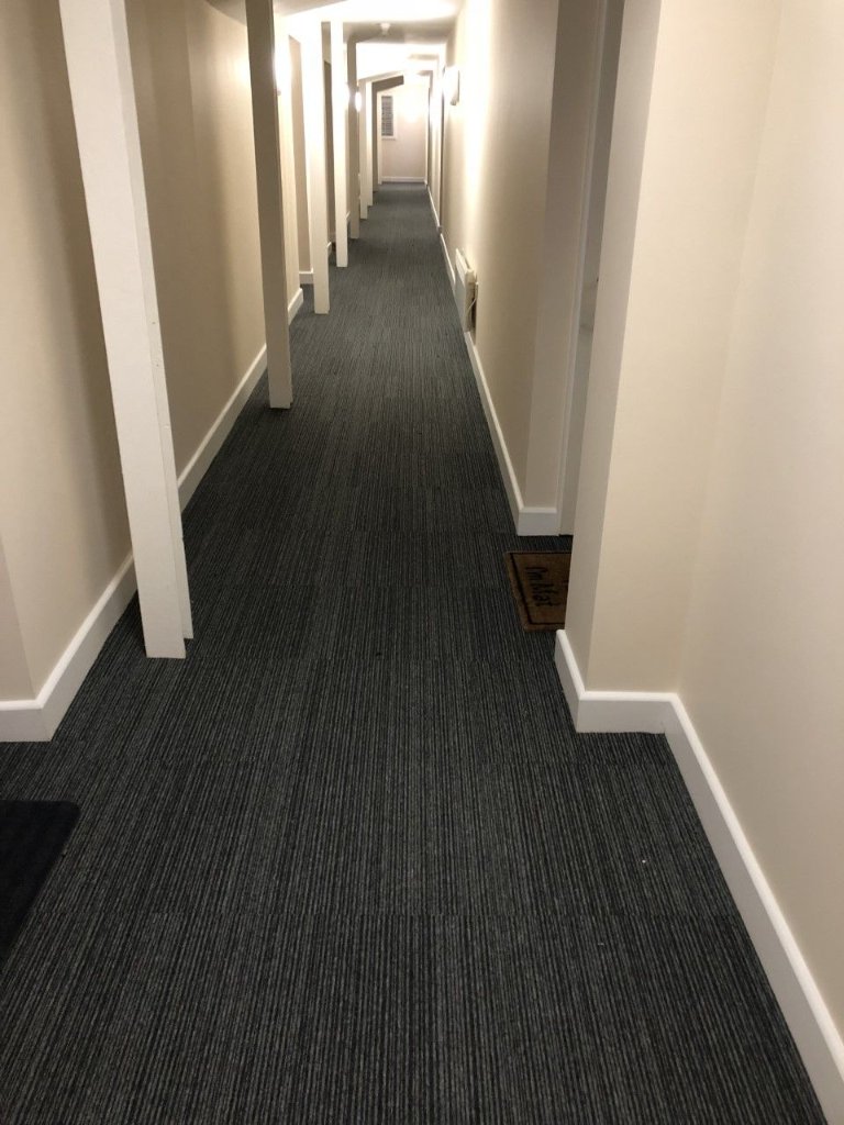 Commercial Carpet Tile - Hallway Installation — Orellana Flooring KC