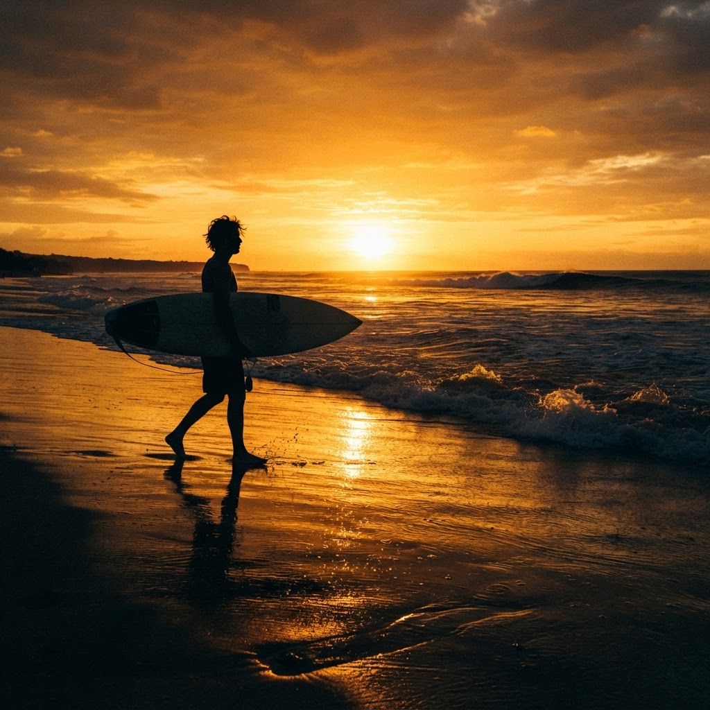 Surfer at sunset