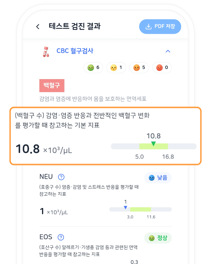 검진 결과 화면