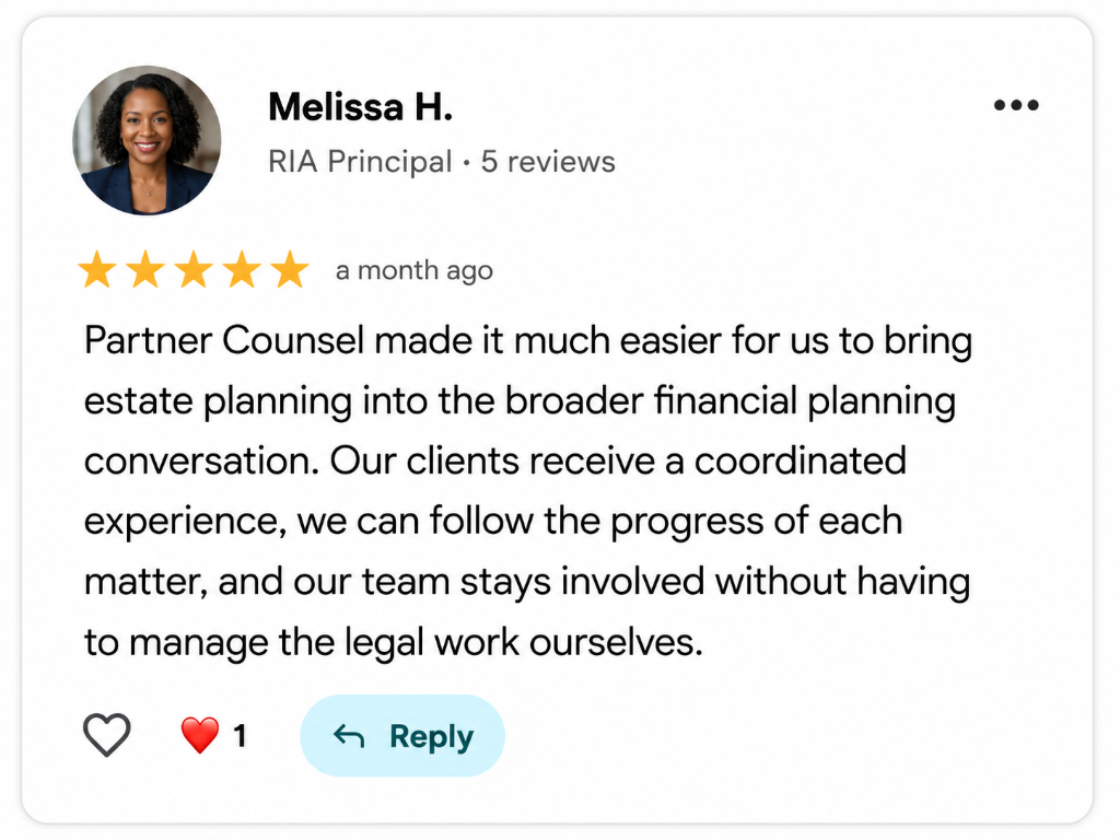 Melissa H., RIA Principal review
